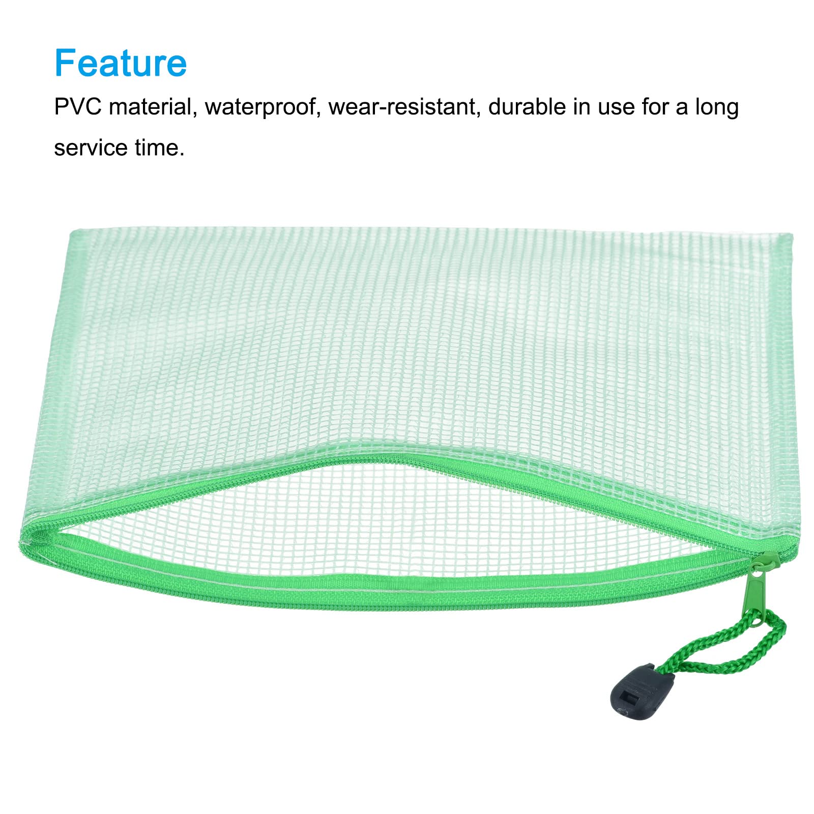 Sourcingmap pochette B6 zip verte lot de 6 PVC