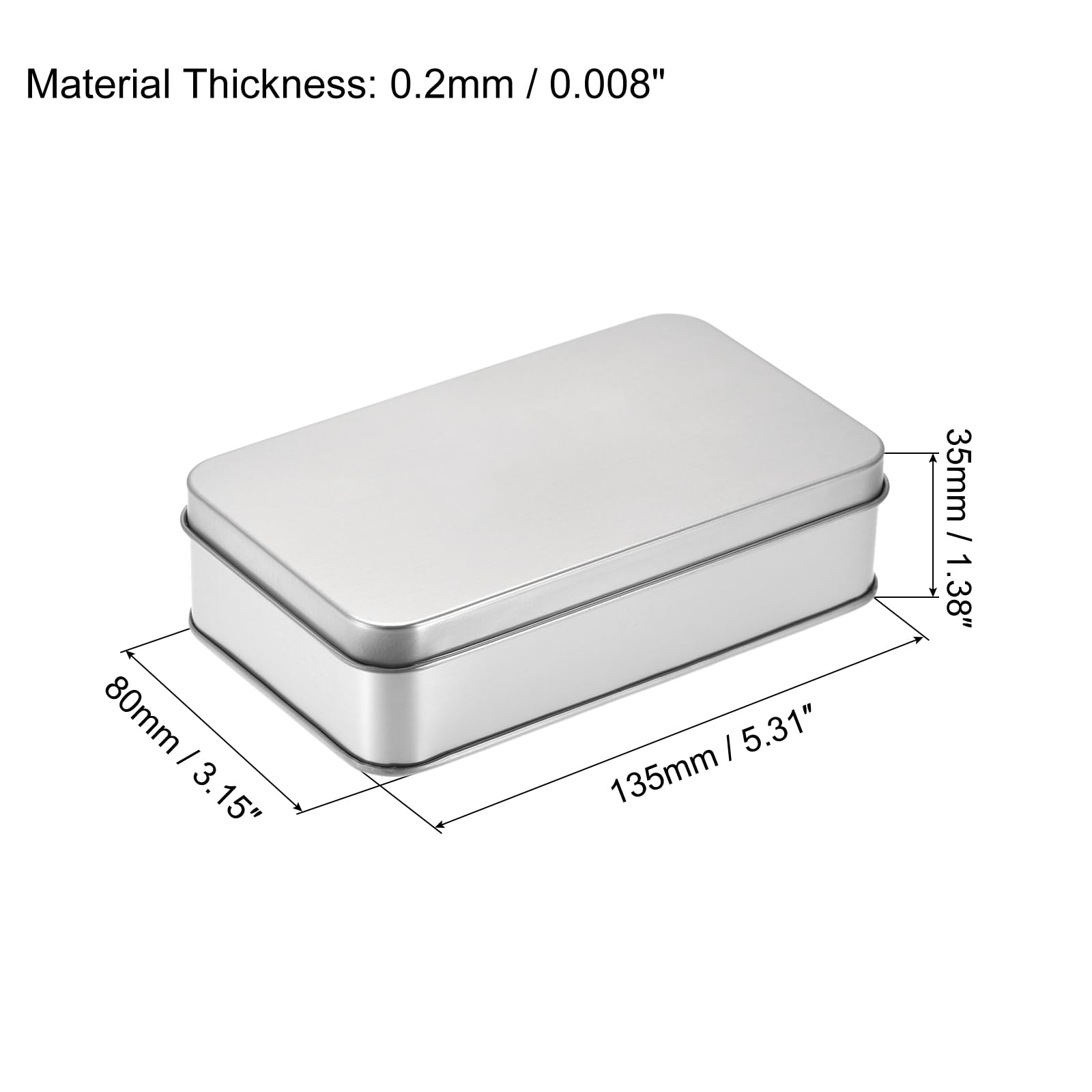 Sourcingmap Home Boîte Métal Fer-Blanc Argenté 135x80x35mm