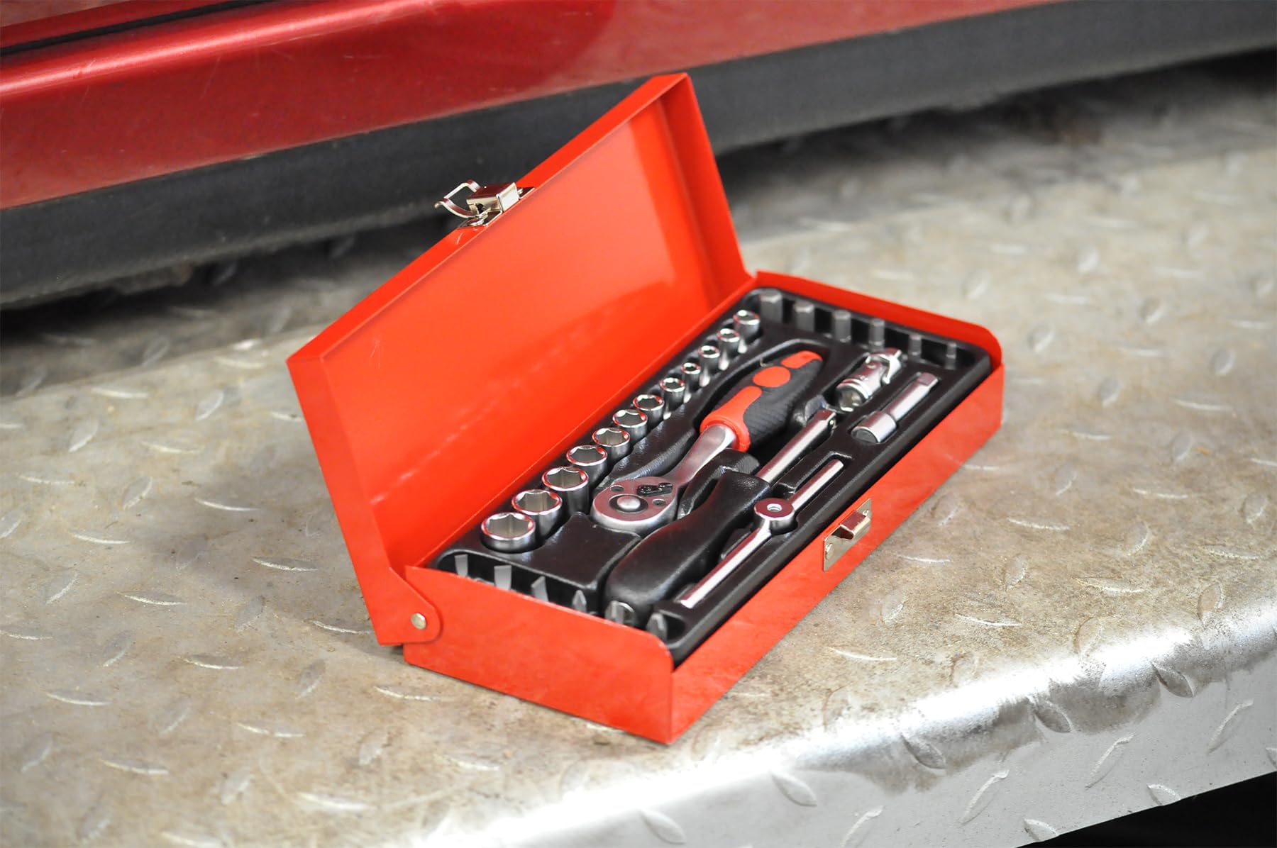 PRECISION STEEL Outillage à main coffret cliquet douilles 1/4" 29 pièces