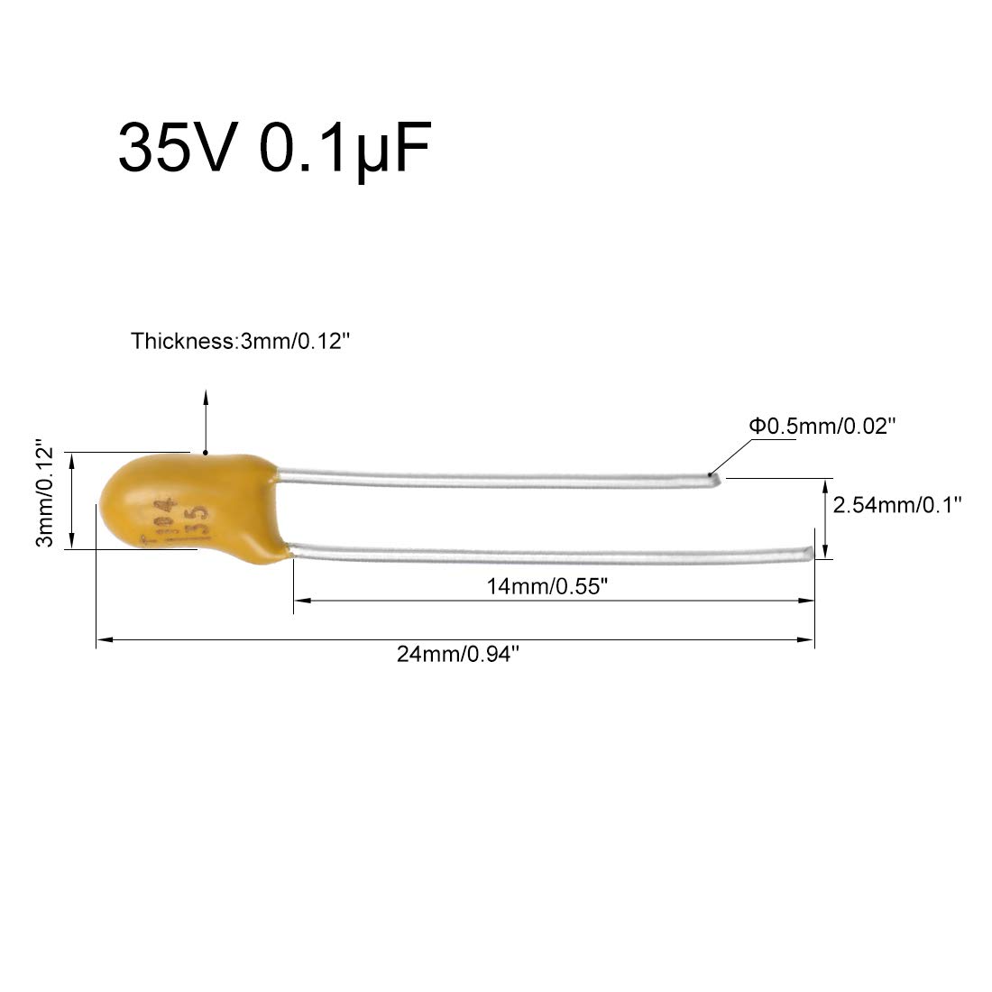 Sourcing Map 0.1uF 35V condensateur tantale radial 5 pcs