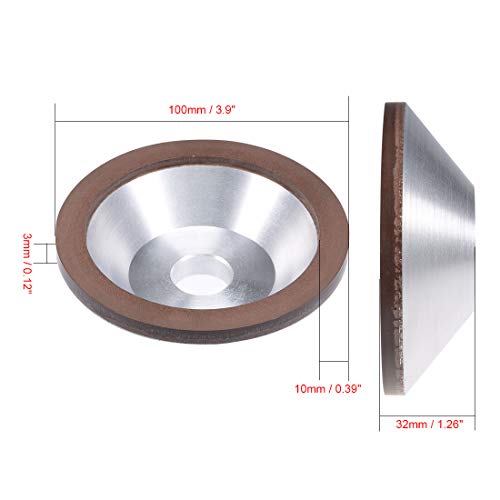 sourcing map Industrial meule boisseau diamant 100 mm grain 320