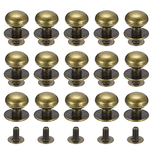 Sourcing Map 12mm Rivets à Vis Cuir Bronze 15 Pcs