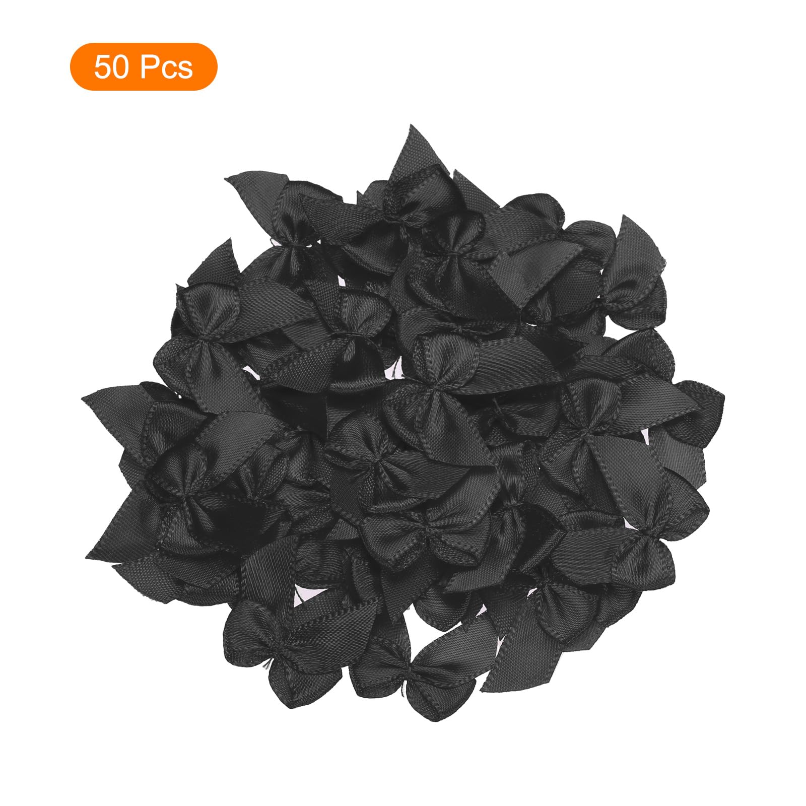 sourcingmap Noeuds satin 2,5cm mini noeuds ruban noir 50pcs