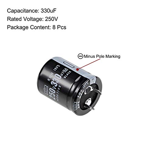 sourcing map 330uF 250V condensateur aluminium 8 pièces 105°C