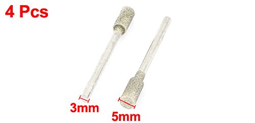 Sourcing Map Pointe à meuler diamant 5mm tige 3mm lot de 4
