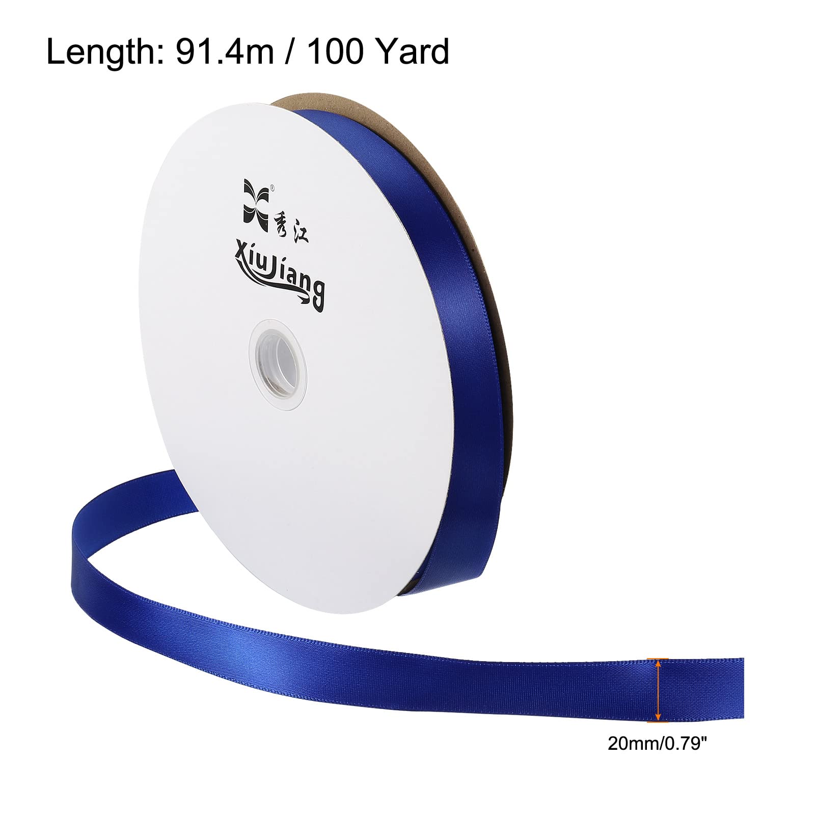 Sourcing Map ruban satin bleu foncé 20mmx91,4m rouleau déco