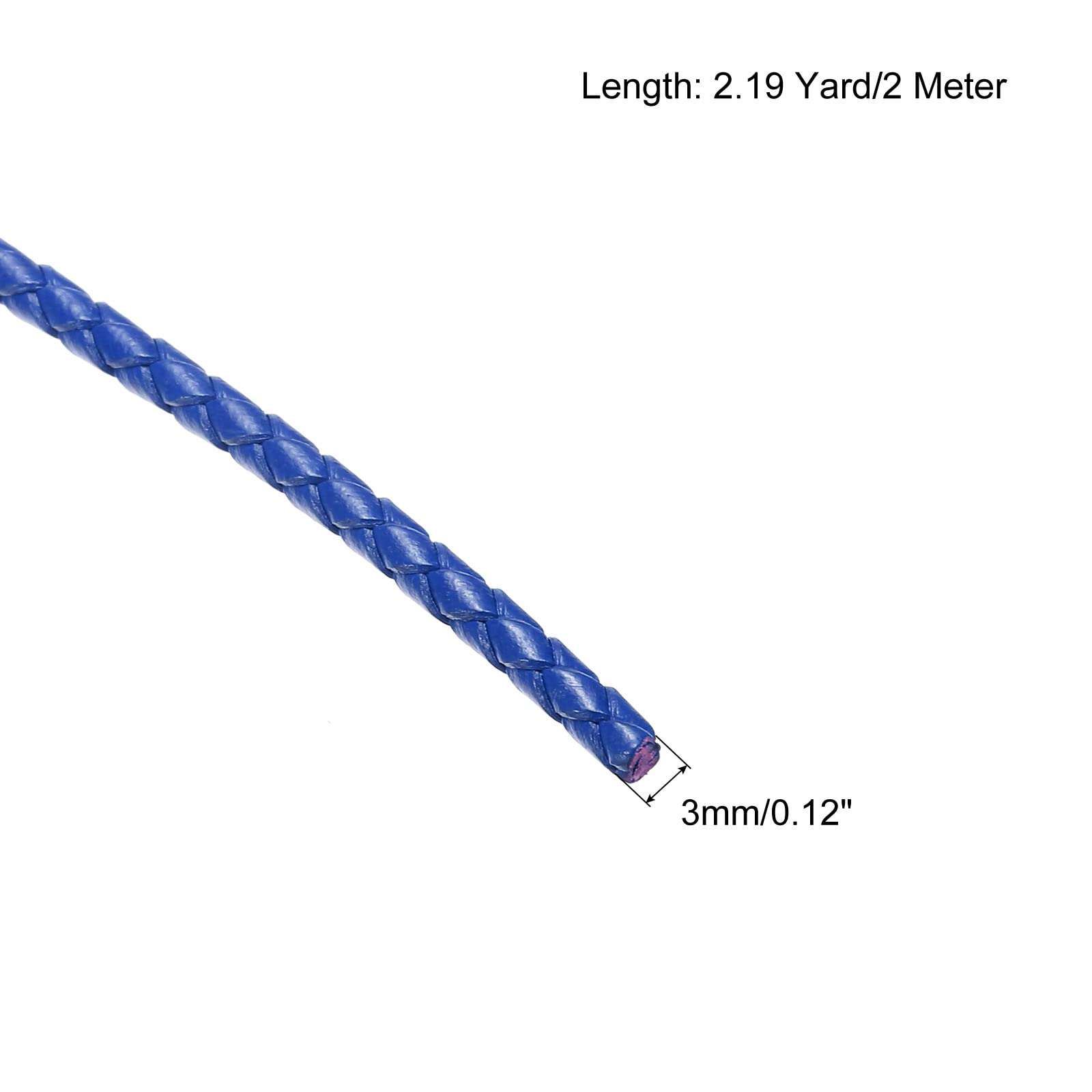 sourcing map cordon cuir tressé bleu marine 2m
