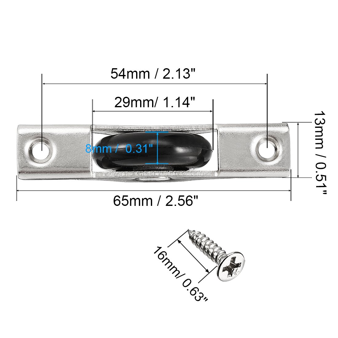 sourcingmap roulette porte coulissante nylon 29mm lot 2