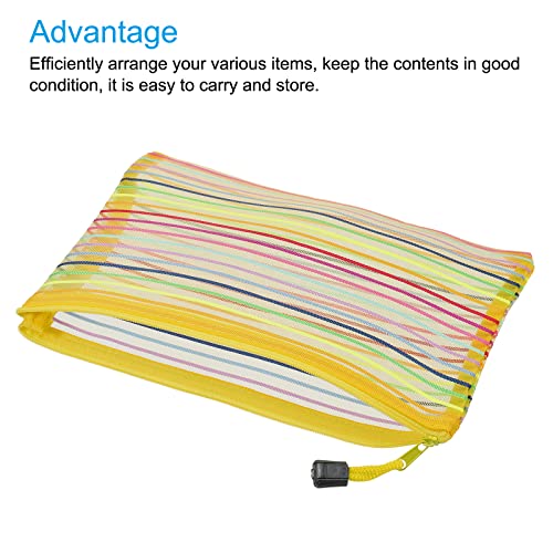 sourcing map A5 pochette zippée maille jaune lot 6 nylon