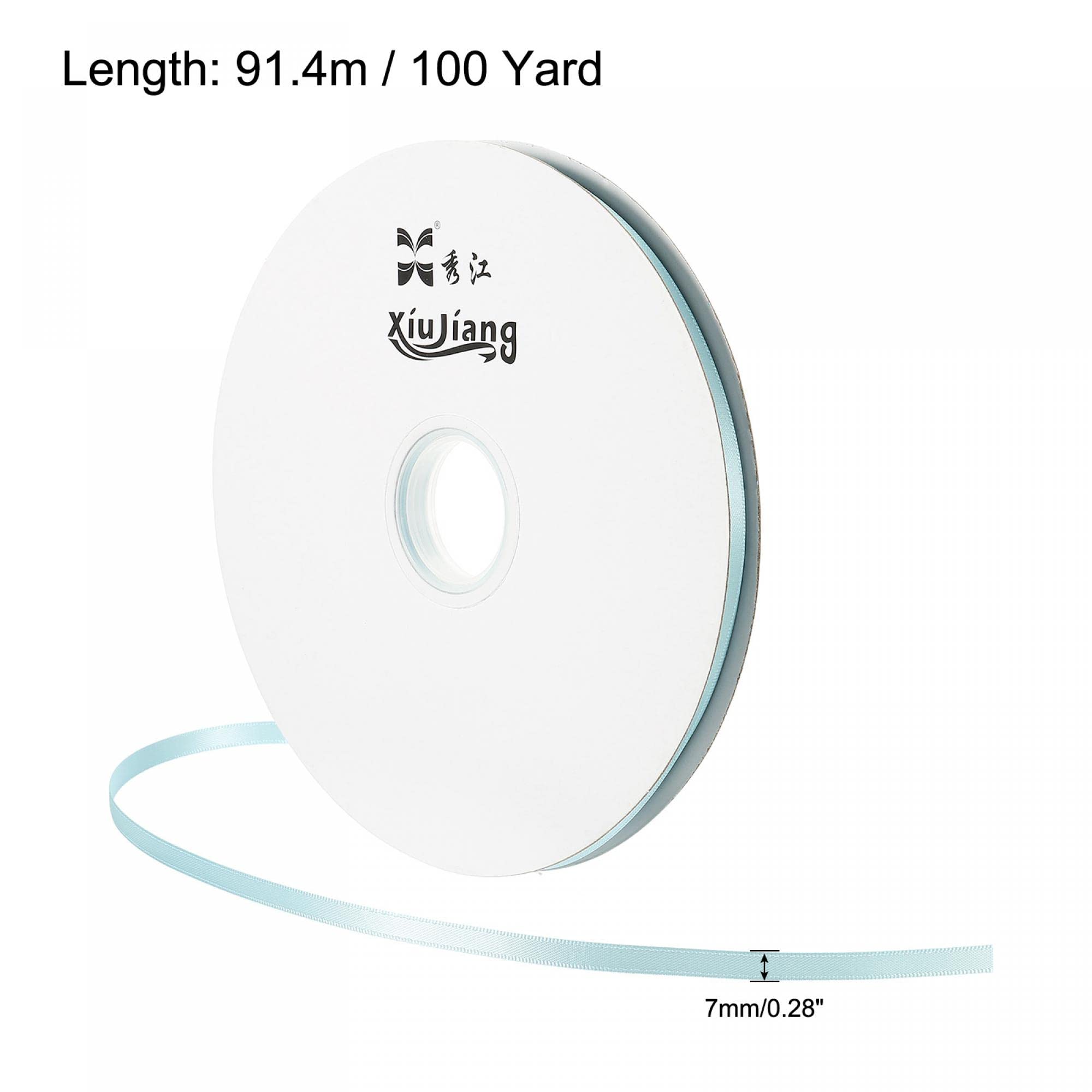 sourcing map Home & Garden Ruban Satin Bleu Clair 7mm x 91,4m