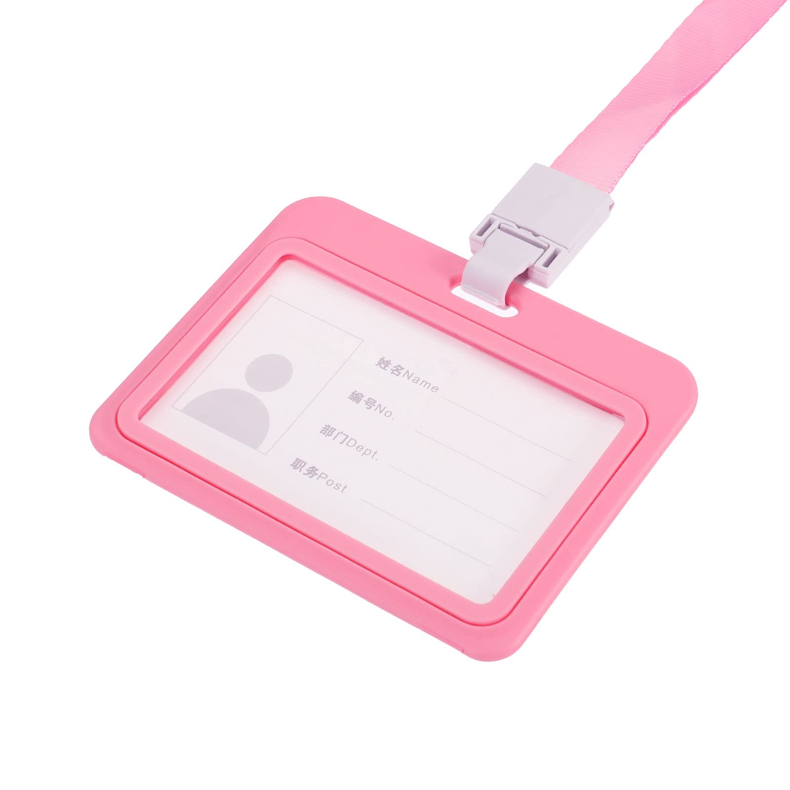 Sourcing Map Porte-Badge ID ABS Rose Horizontal avec Cordon