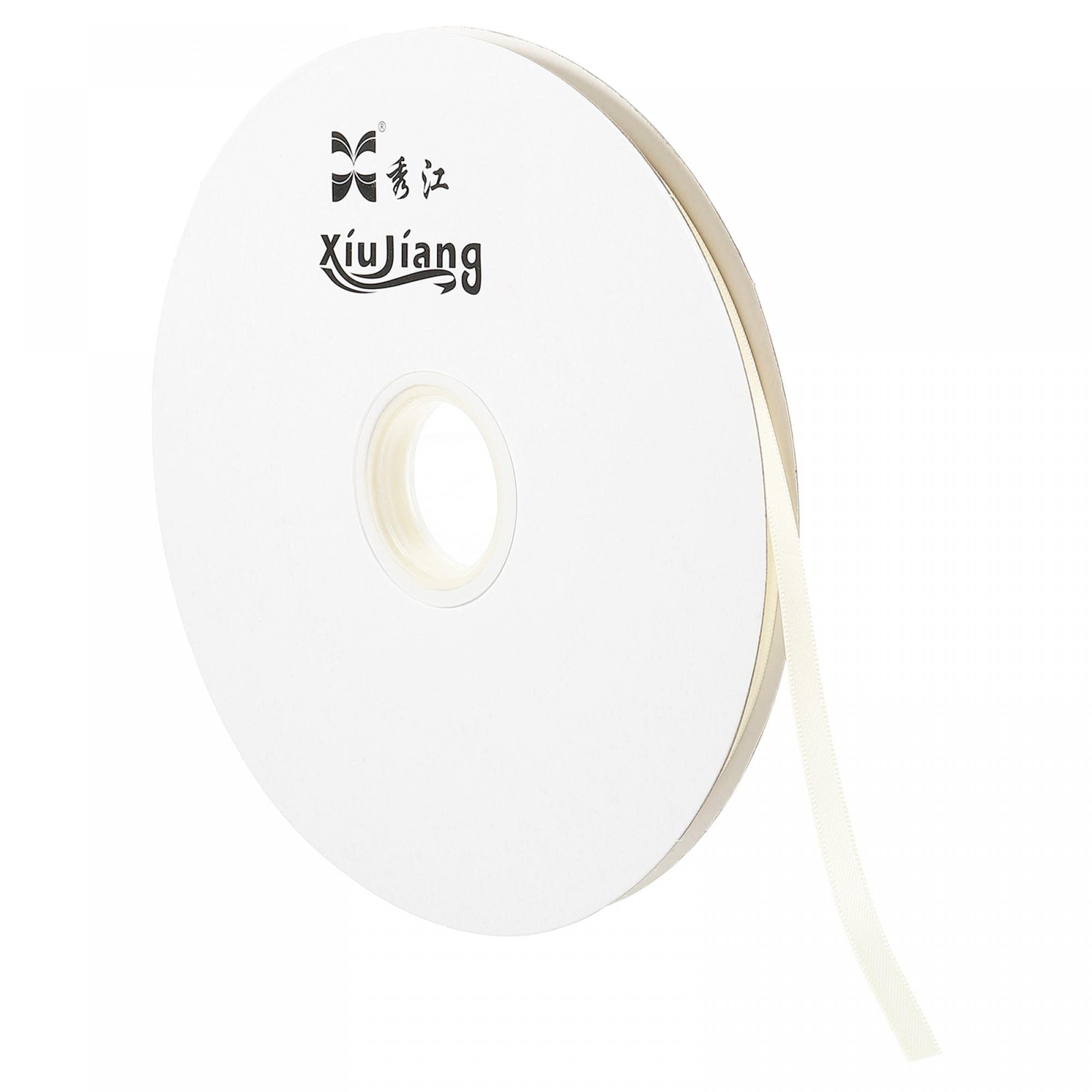 sourcing map Home & Garden ruban satin beige 7mmx91,4m polyester