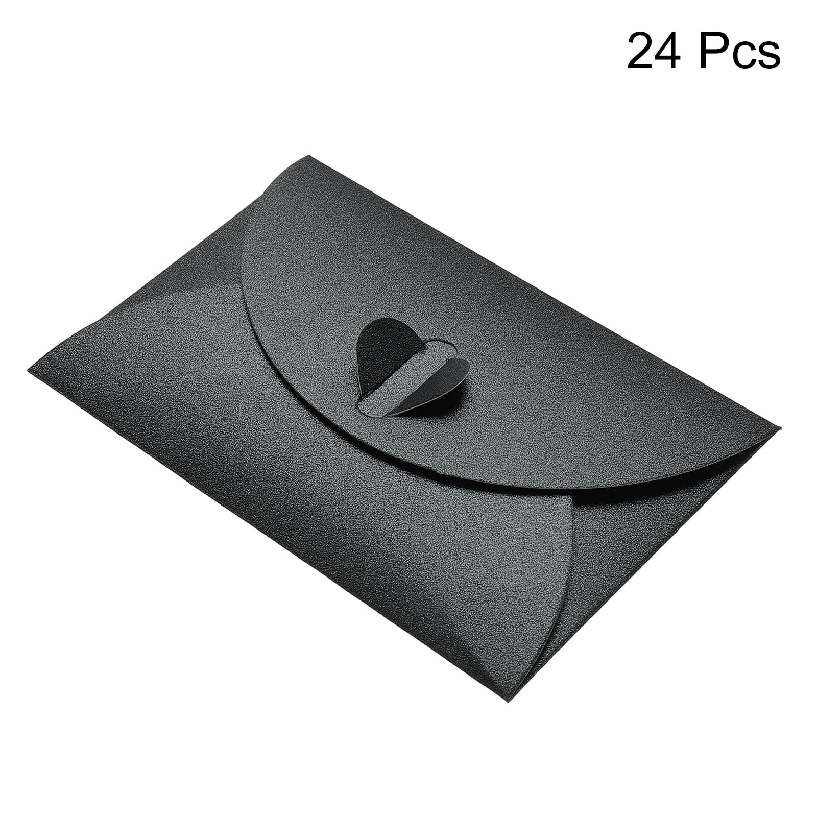 sourcing map Mini Enveloppes cœur noir 24 pcs 7x10,5cm
