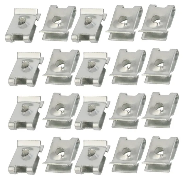 sourcing map Écrou U M4 clips carénage auto 20pcs acier argent