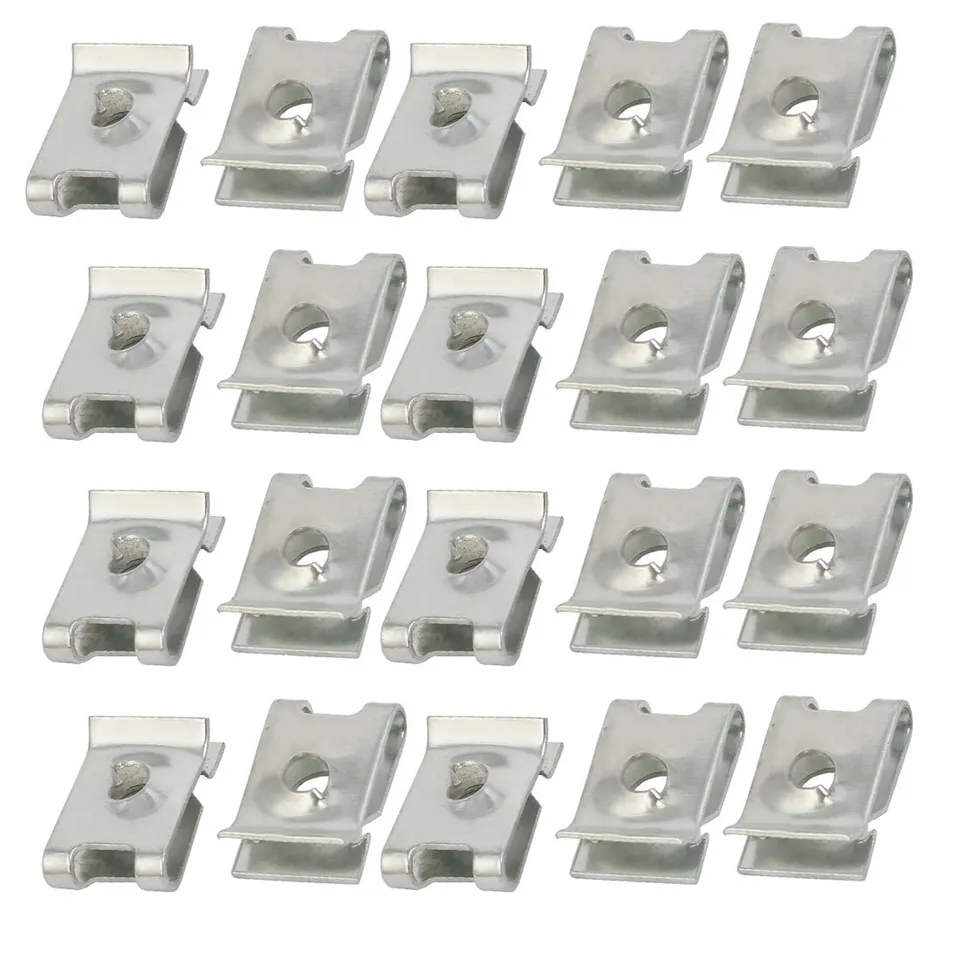 sourcing map Écrou U M4 clips carénage auto 20pcs acier argent