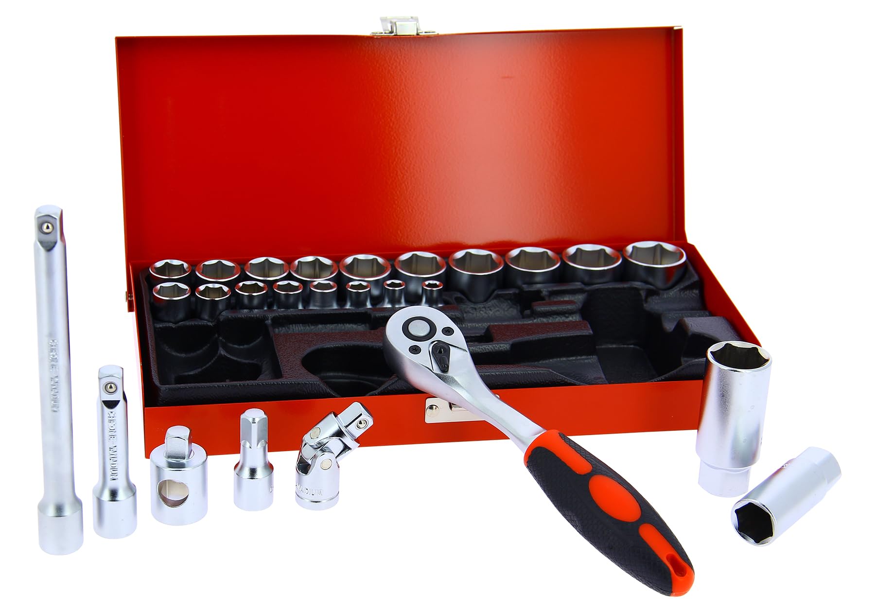 Precision Steel Outillage Coffret Cliquet Douilles 3/8 26 Pièces Chrome