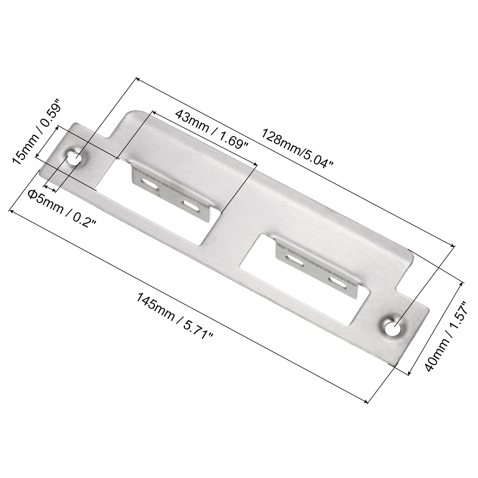 sourcing map Plaque de frappe 145x40mm inox argent