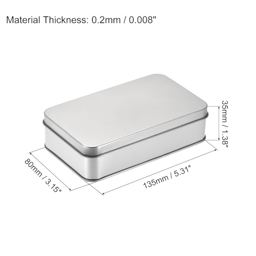 Sourcingmap Home Boîte Métal Fer-Blanc Argenté 135x80x35mm