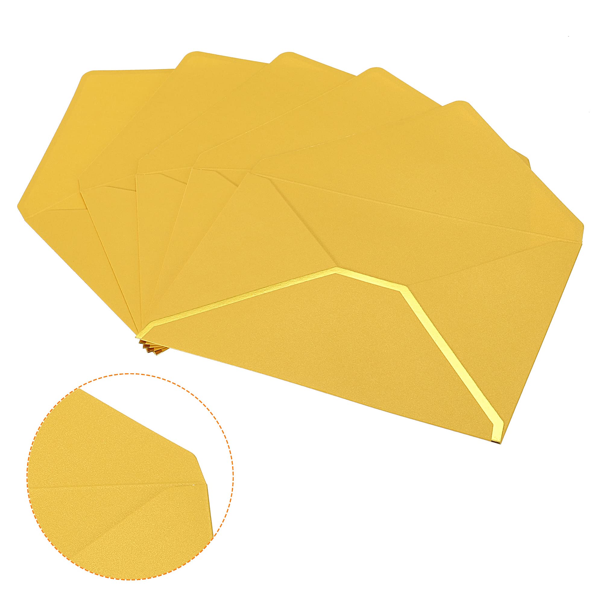 Sourcing Map Enveloppes B6 Jaunes Bord Doré 13x18 cm Lot de 20