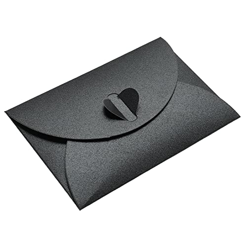 sourcing map Mini Enveloppes cœur noir 24 pcs 7x10,5cm