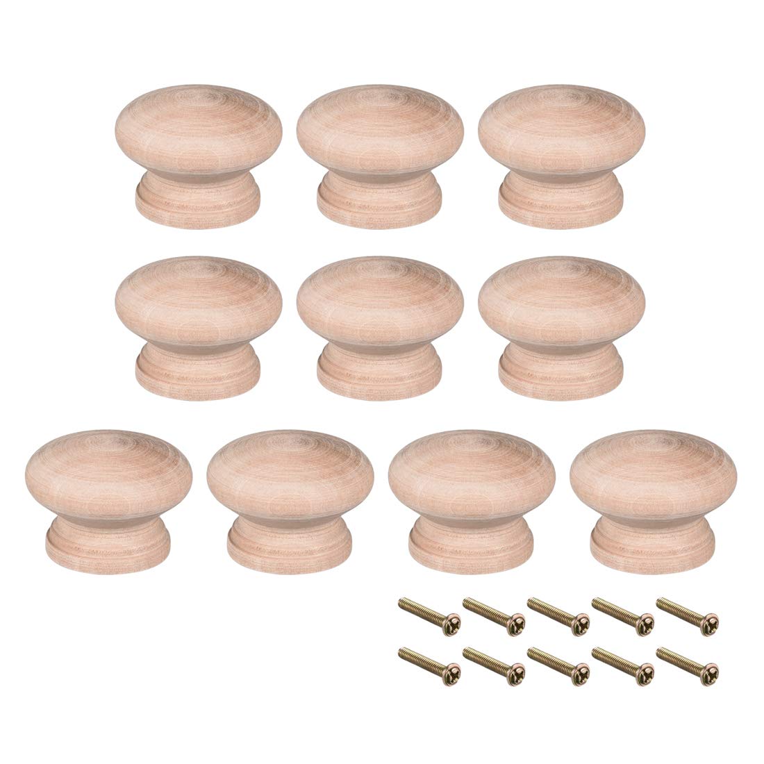 sourcingmap Home Bouton Bois 45mm M4 10pcs Naturel