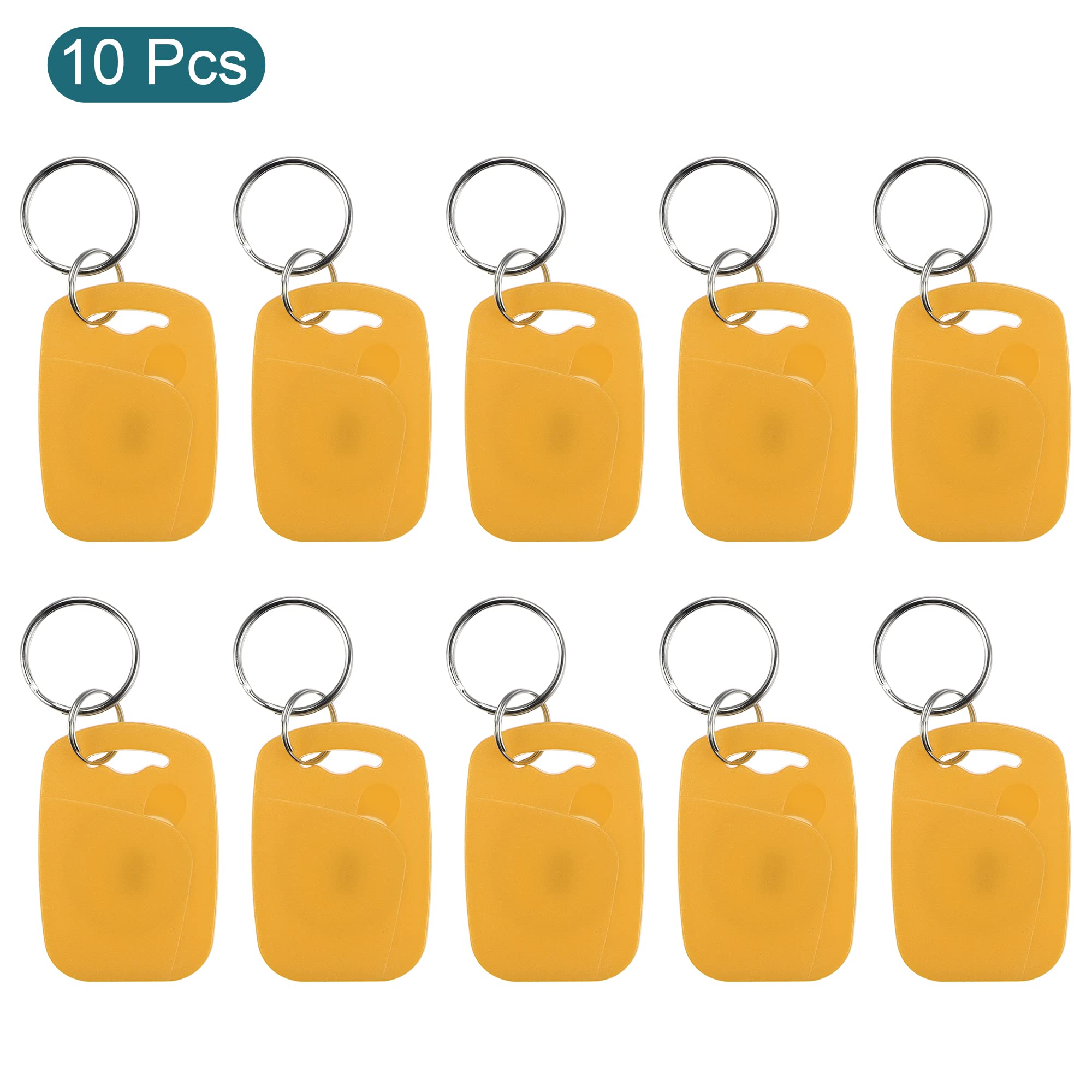 Sourcing Map TK4100 badge porte-clés RFID jaune lot de 10 125KHz
