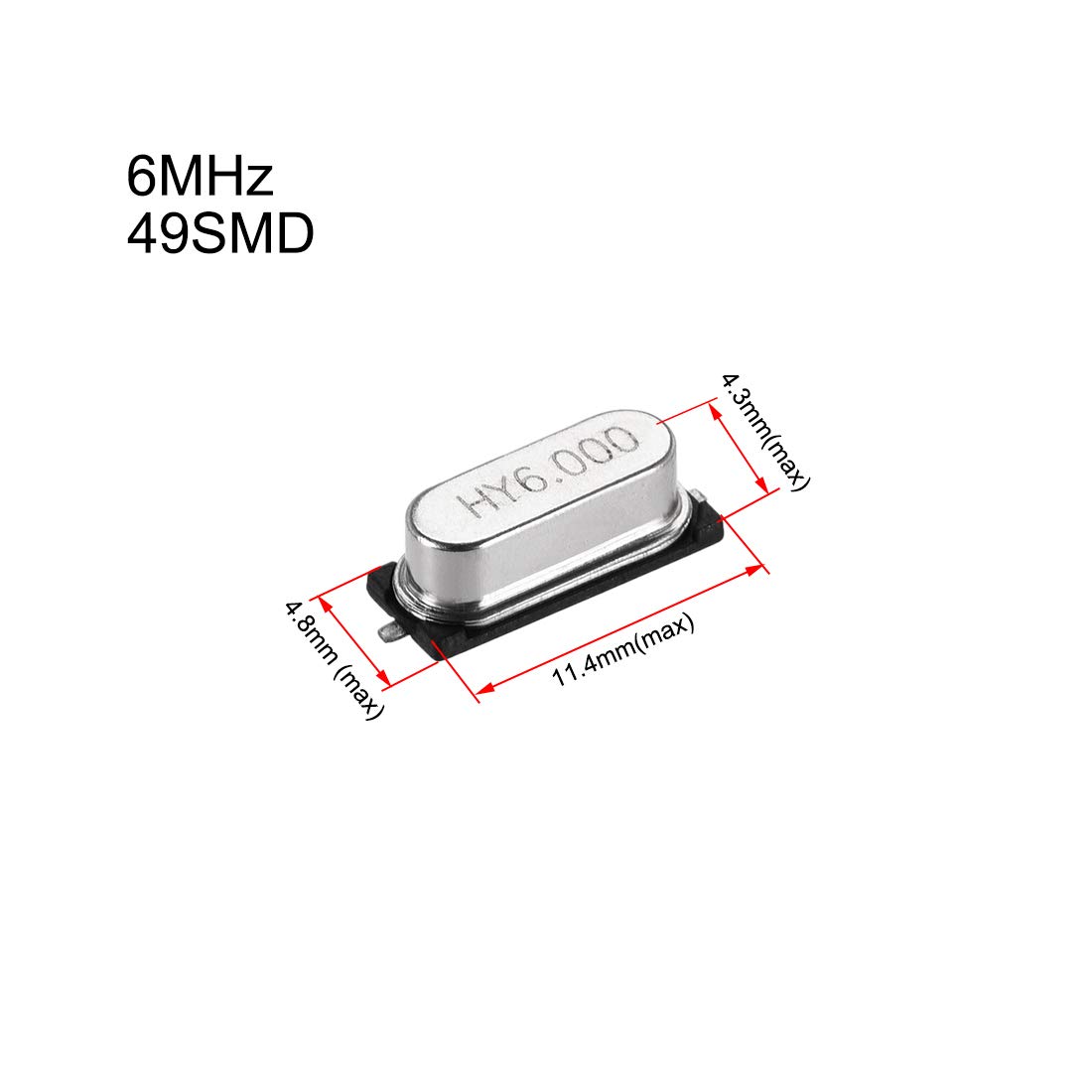sourcing map Oscillateur Quartz 6MHz 20Pcs CMS 49SMD