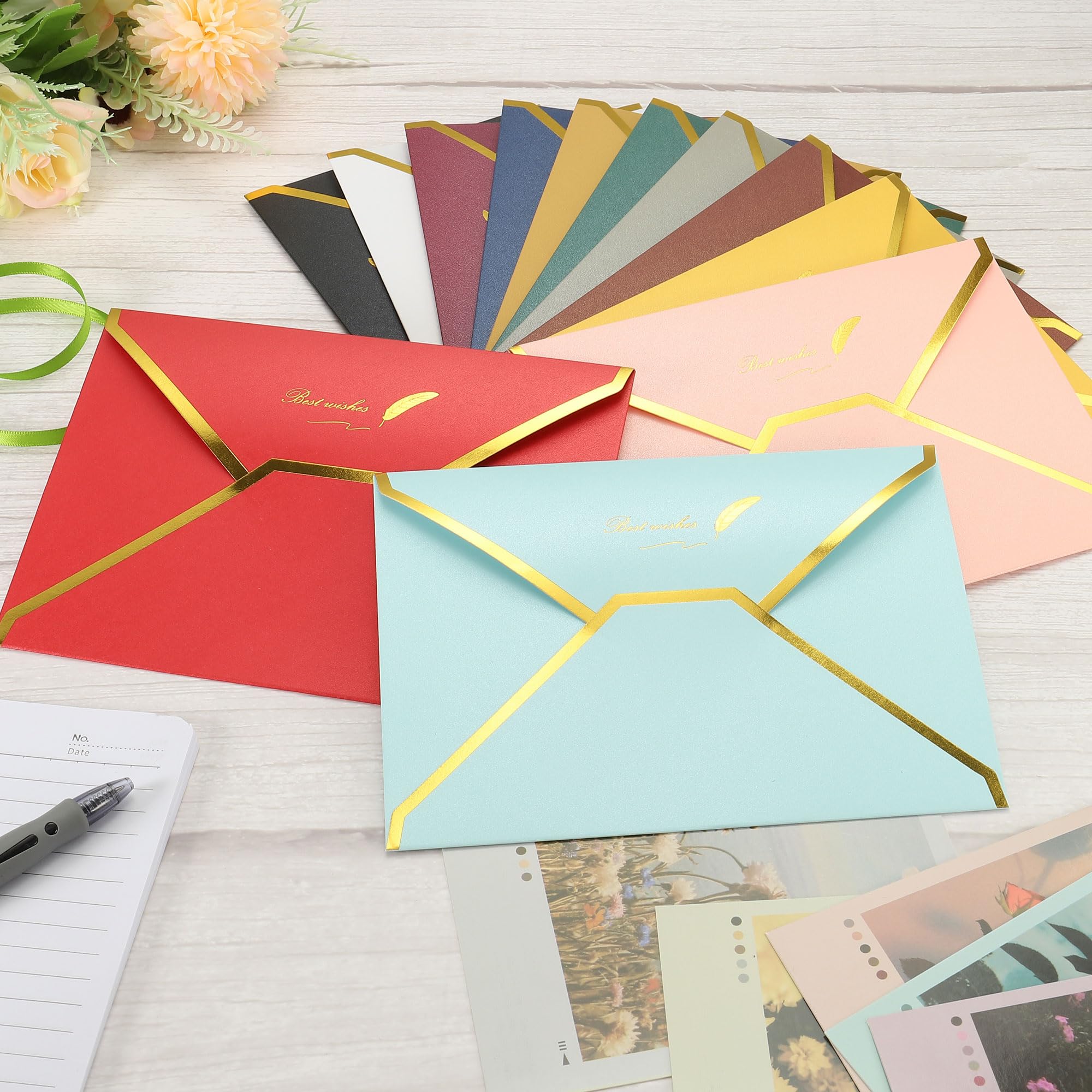 Sourcing Map 10 Enveloppes B6 Jaunes Rabat V Bord Doré