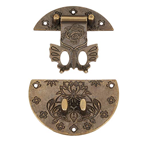 Sourcing Map fermoir loquet bronze vintage boite bois 73mm