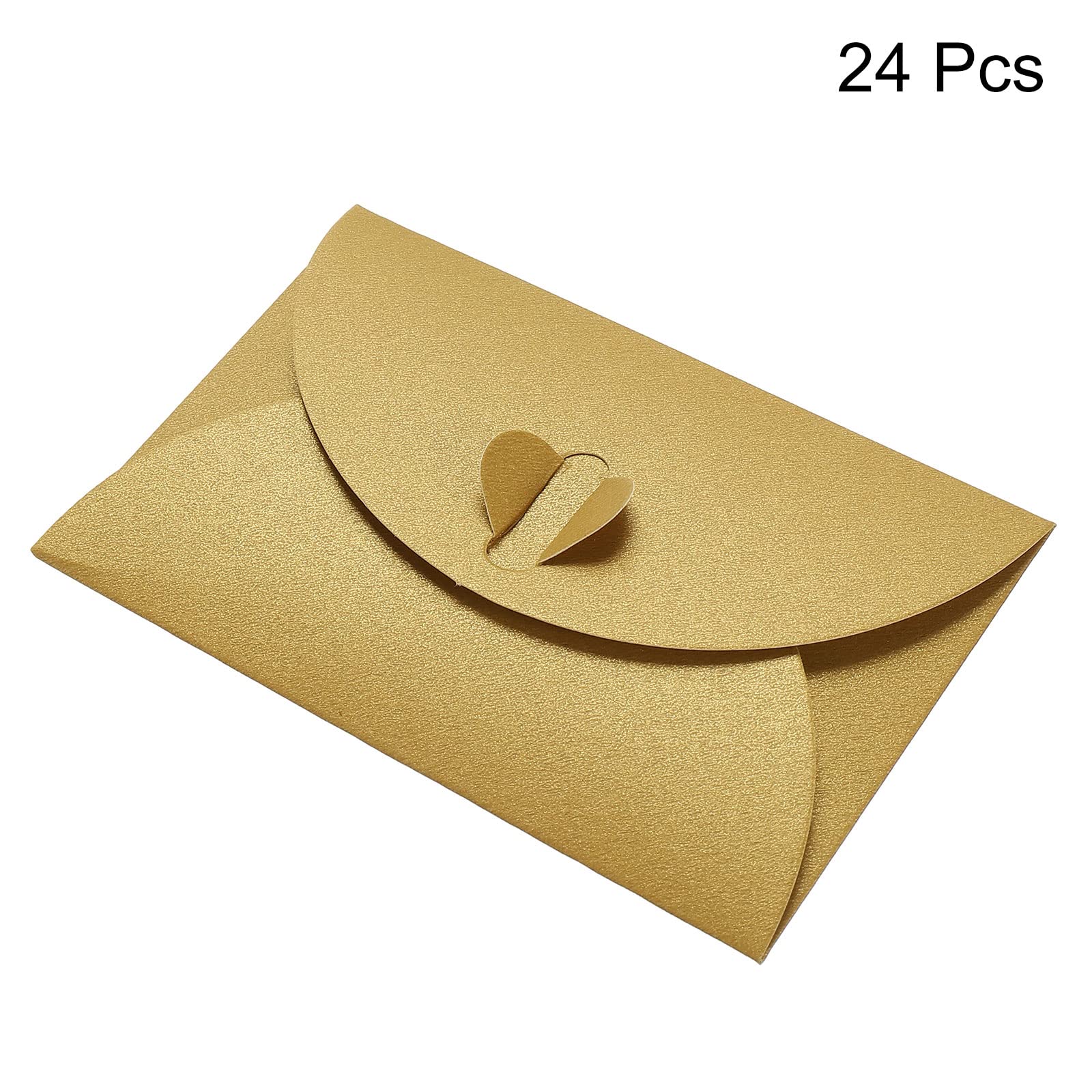 sourcing map Mini Enveloppes cœur doré 24 pcs 7x10,5cm