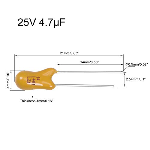 Sourcing Map 4.7uF 25V condensateur tantale 10 pcs radial jaune