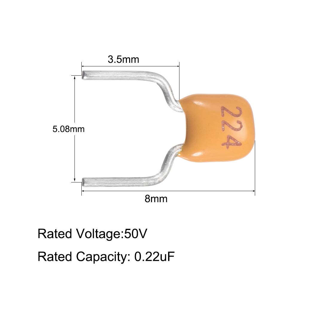 sourcing map Industrial condensateur céramique 0.22uF 50V lot 30 jaune