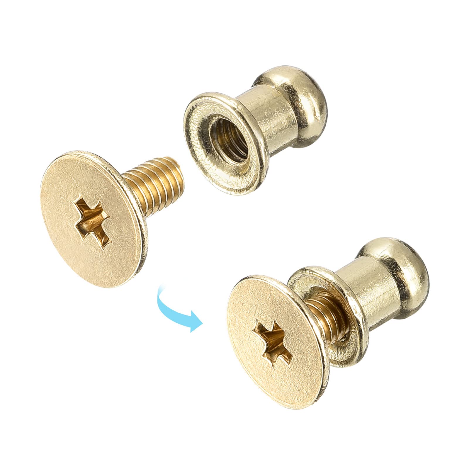 Sourcing Map Rivets vis cuir doré 5 mm lot 15 maroquinerie