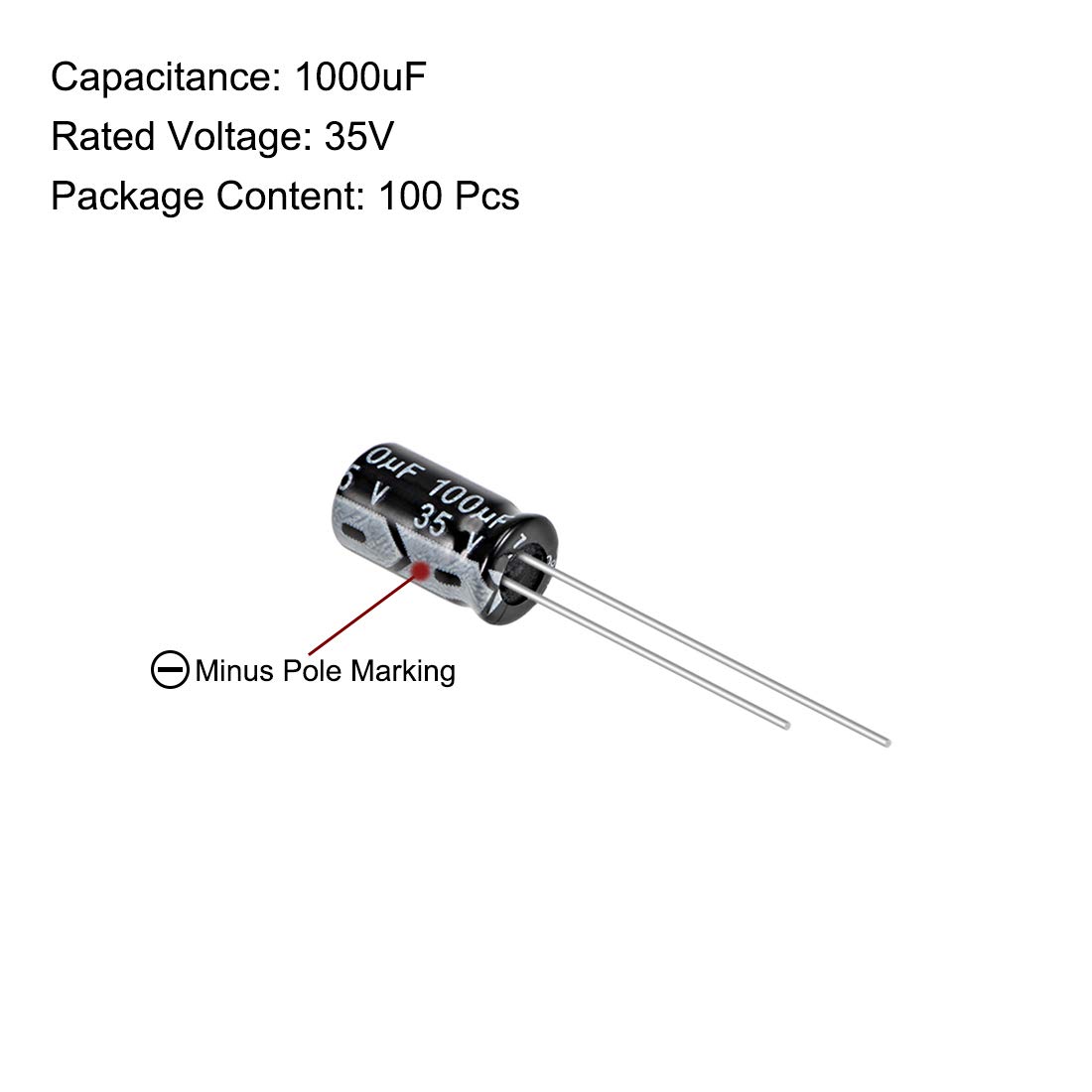 Sourcingmap 100uF 35V condensateur électrolytique alu 100 pièces