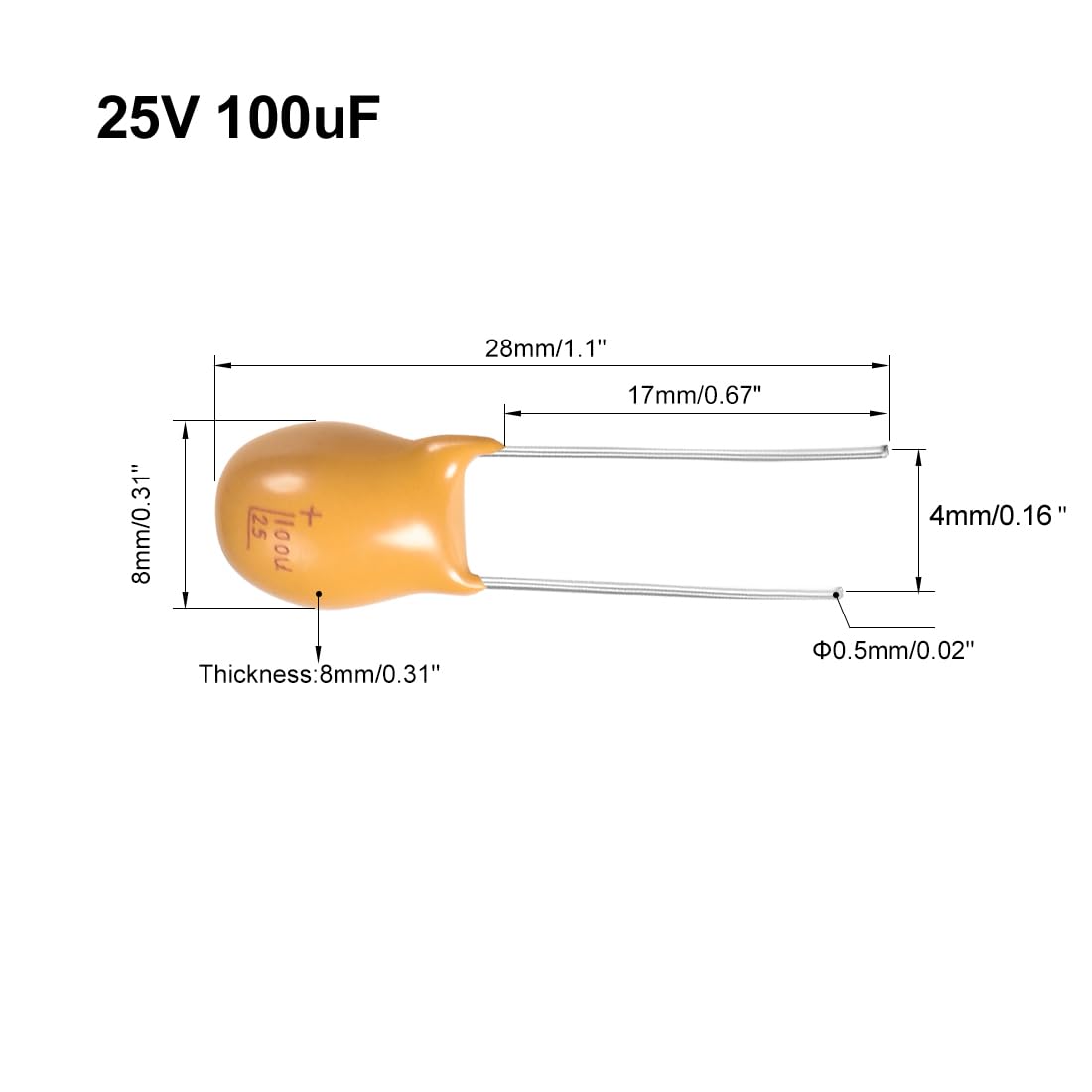 Sourcingmap condensateur tantale 100µF 25V lot de 5