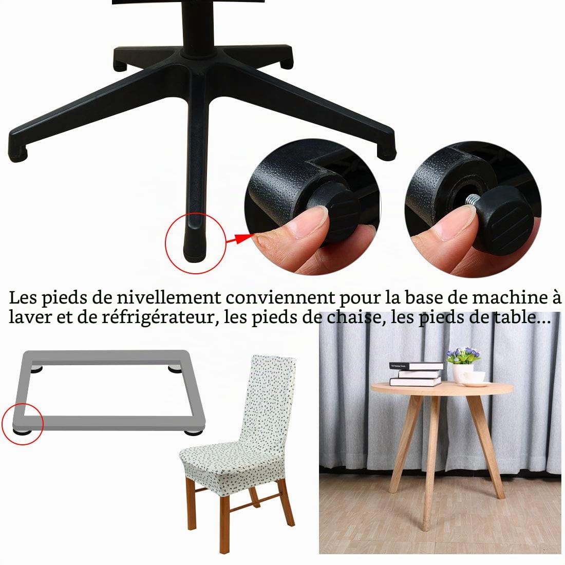 Sourcing Map pied nivellement réglable M6 20 pcs base 22mm