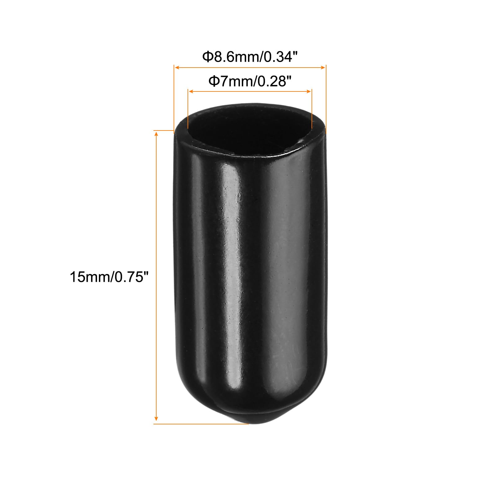 sourcing map Bouchon verseur noir 7 mm PVC lot de 48 bar