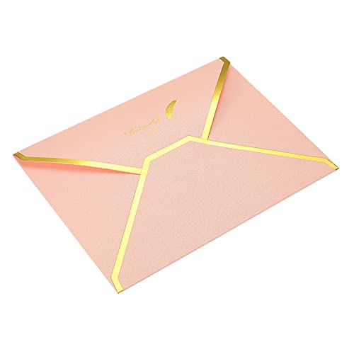 sourcing map Enveloppes B6 rose bord doré x10 mariage