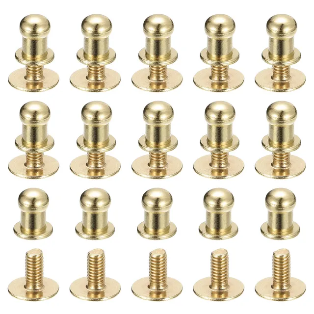 Sourcing Map Rivets vis cuir doré 5 mm lot 15 maroquinerie