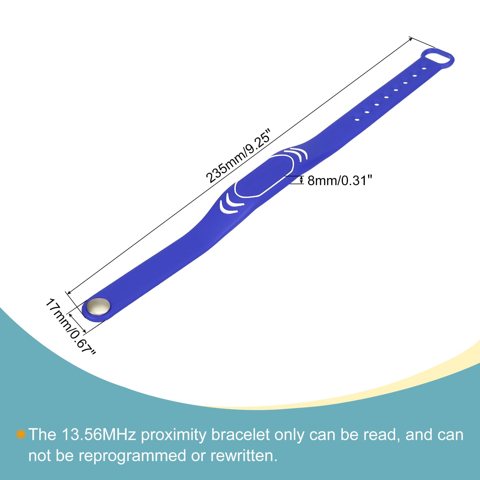 sourcing map Electronics bracelet RFID silicone 13,56 MHz bleu x1
