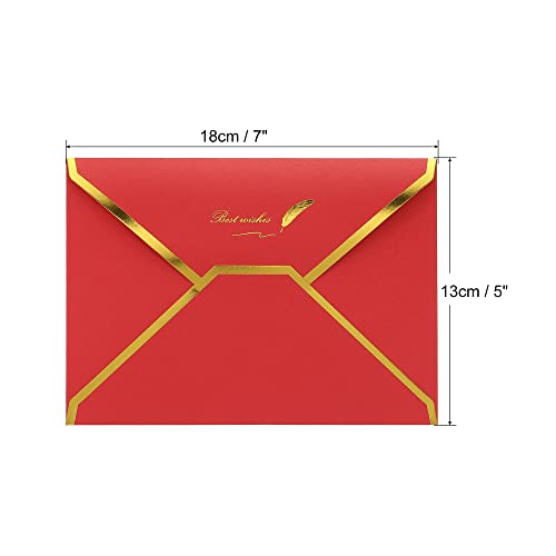 Sourcing Map Enveloppes B6 Rouges Bord Doré 13x18 cm Lot de 20