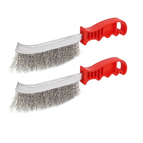 SOURCINGMAP brosse métallique acier manche plastique 2pcs