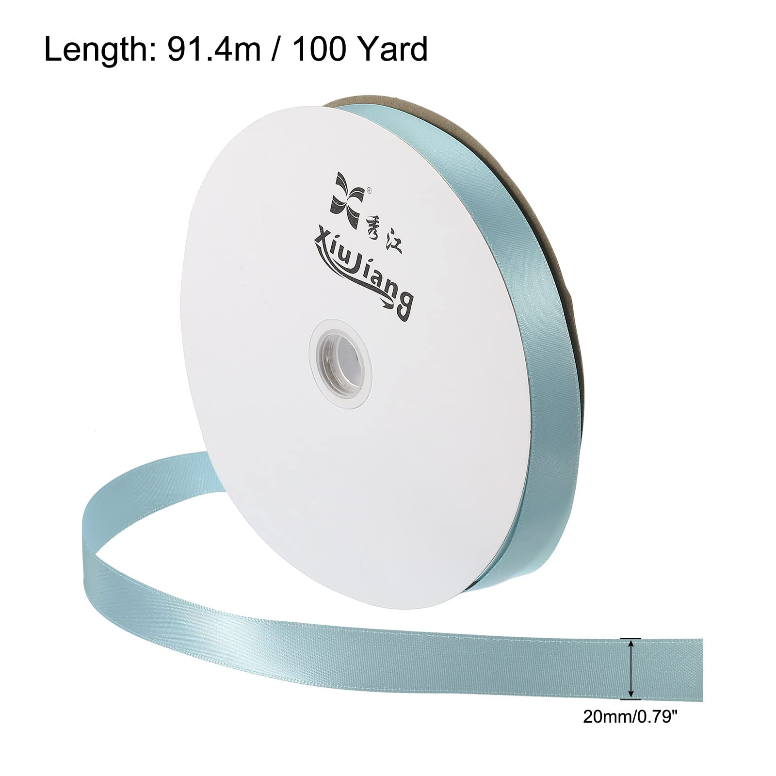 sourcingmap Ruban Satin 20mmx91,4m Rouleau Bleu Mer Polyester