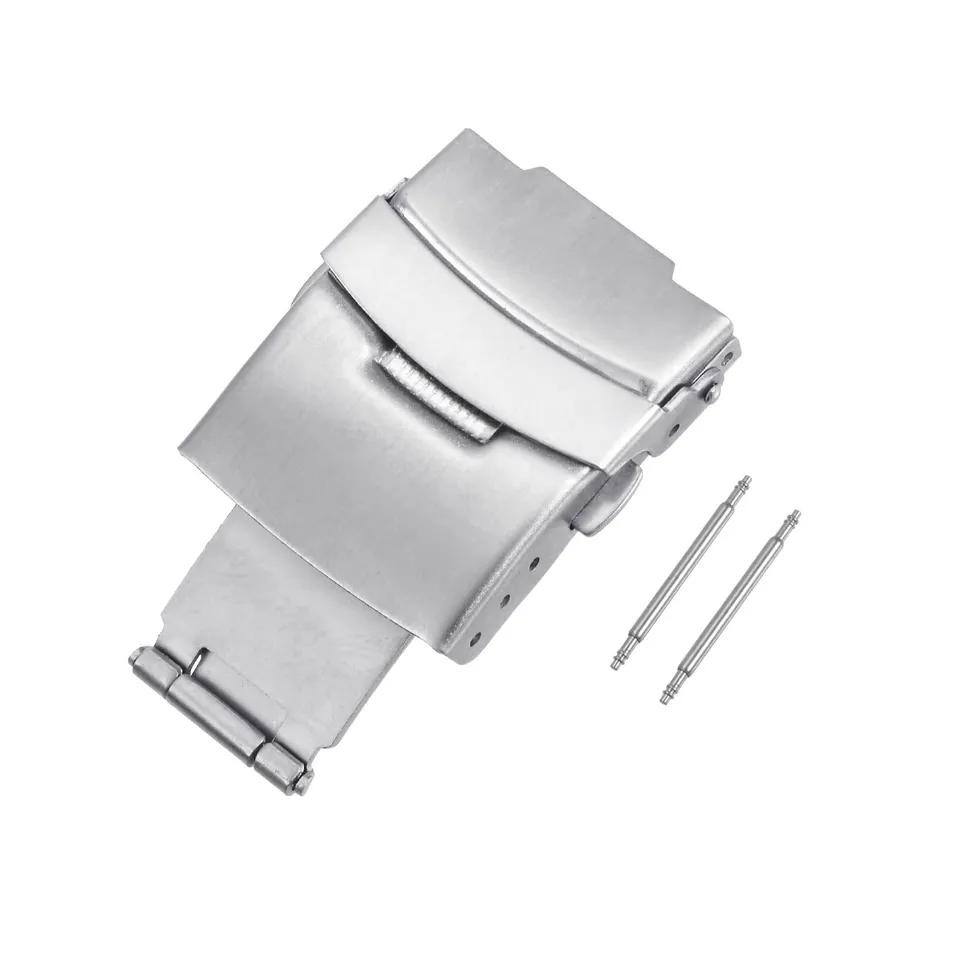 sourcing map Fermoir Déployant 22mm boucle montre argenté acier