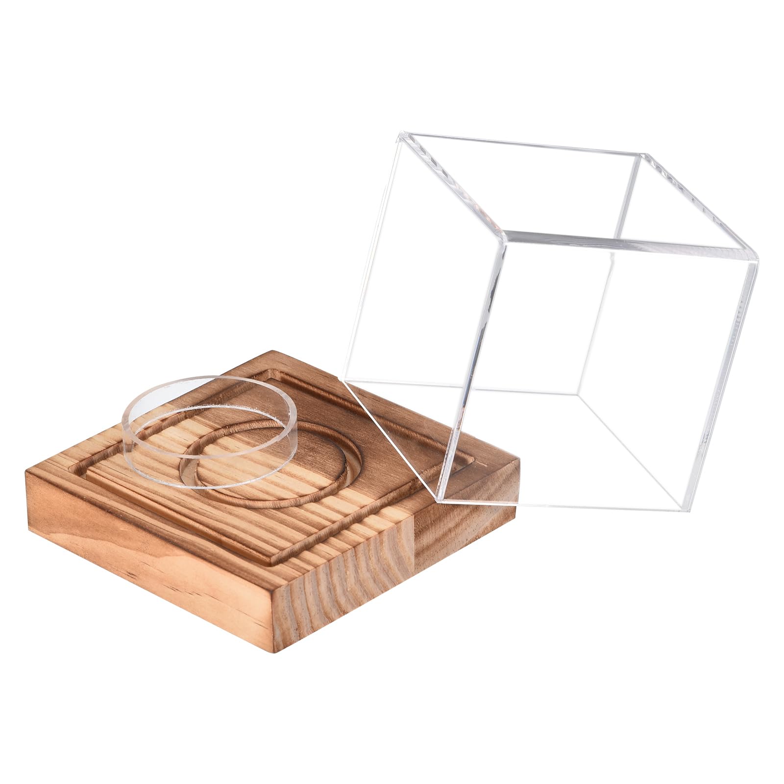 sourcing map Sports vitrine balle baseball acrylique socle noyer