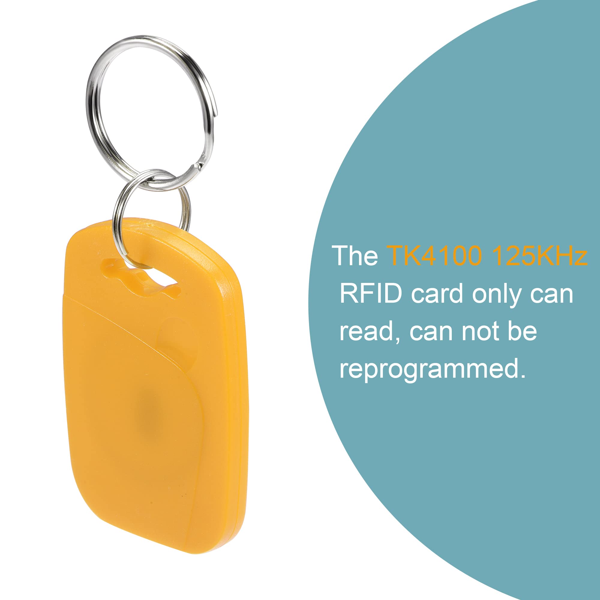 Sourcing Map TK4100 badge porte-clés RFID jaune lot de 10 125KHz