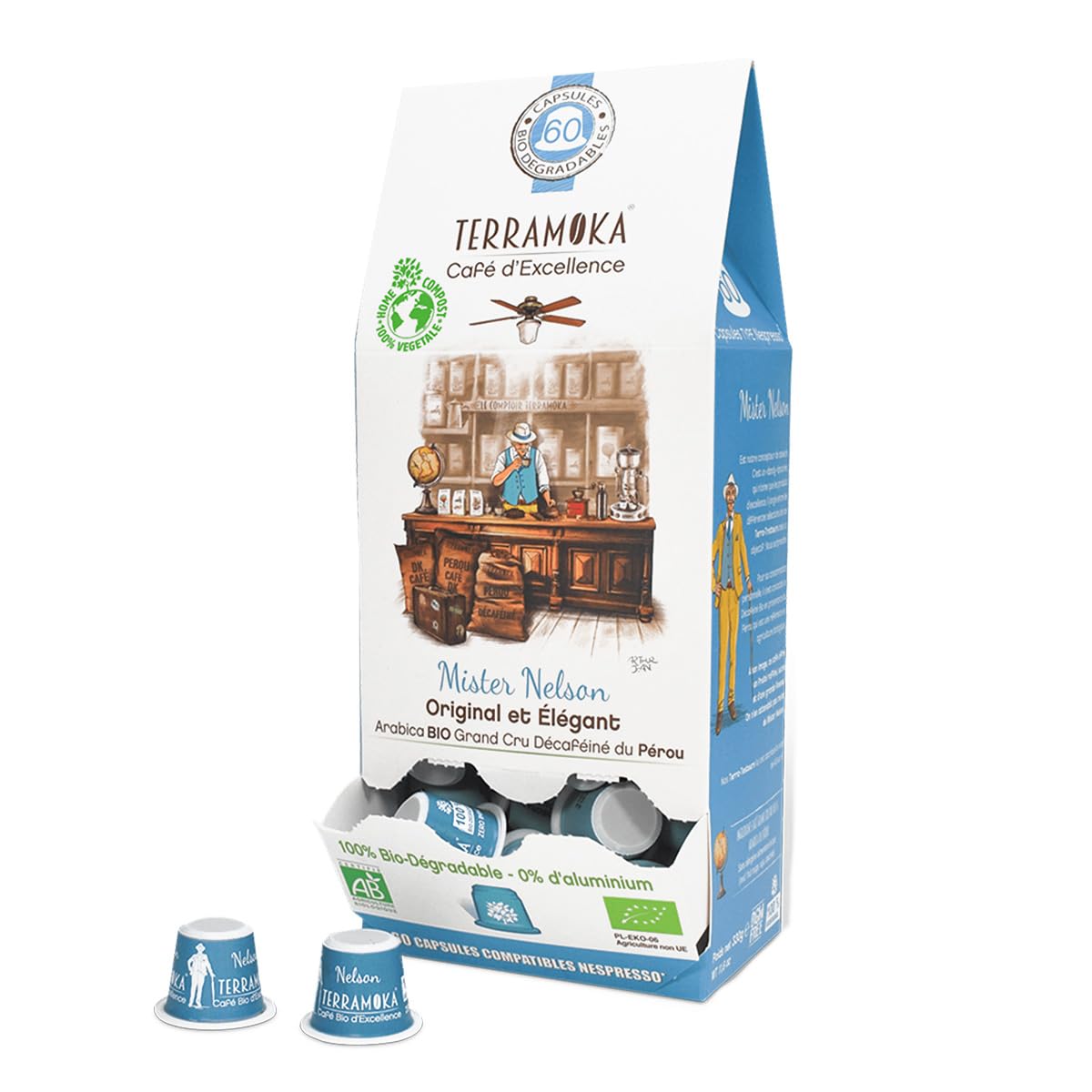 Terramoka Mister Nelson Capsules Décaféiné Bio 60 Arabica