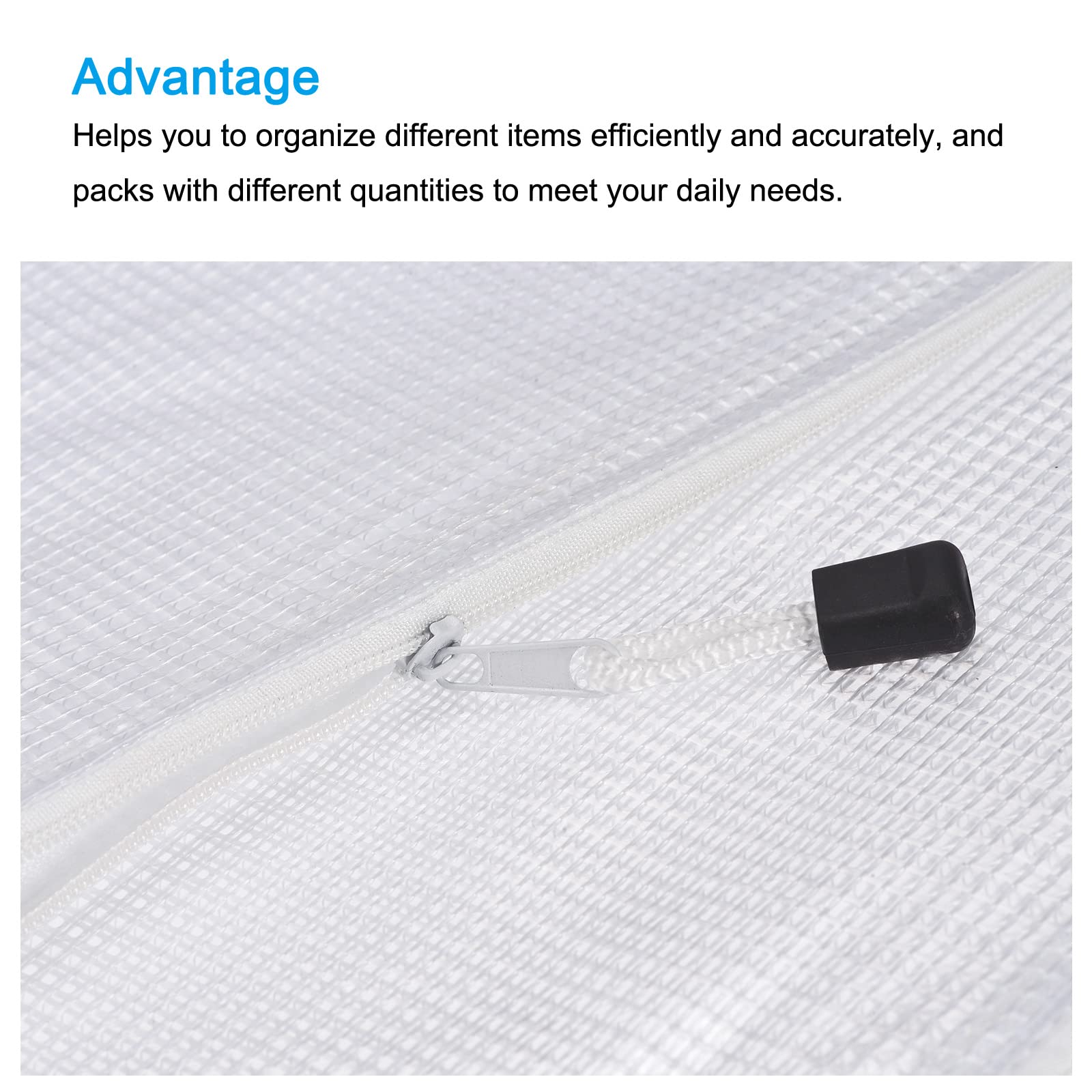Sourcing Map pochette zip A4 blanc mesh lot 12 PVC