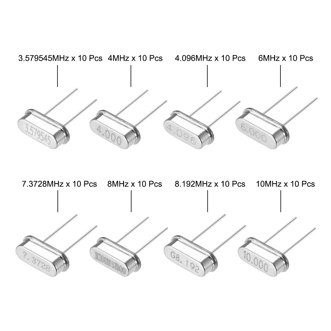 sourcing map HC-49S quartz oscillateur DIP kit 80 pcs ±20ppm