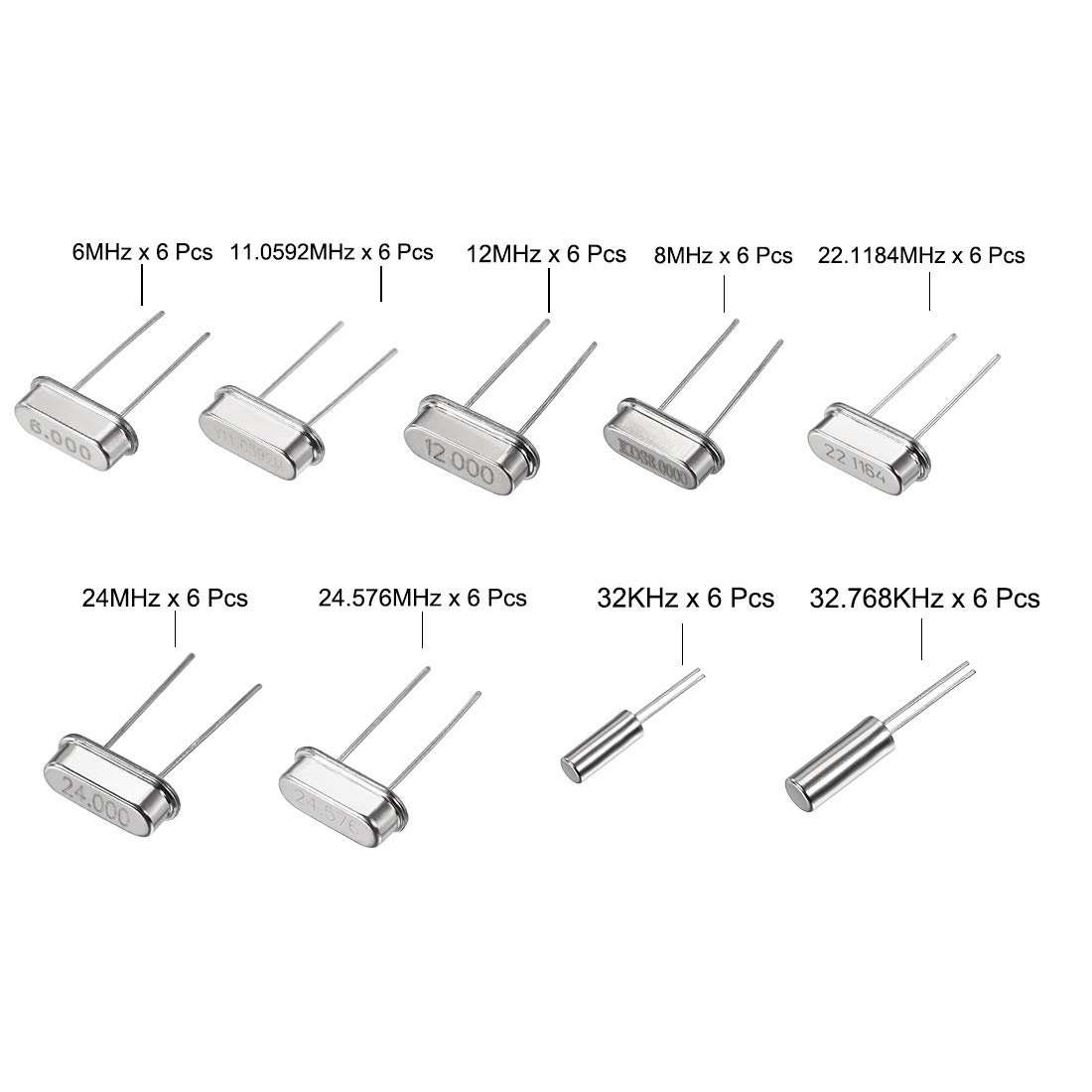 Sourcingmap Oscillateur Quartz Assortiment 54 Pièces DIP HC-49S